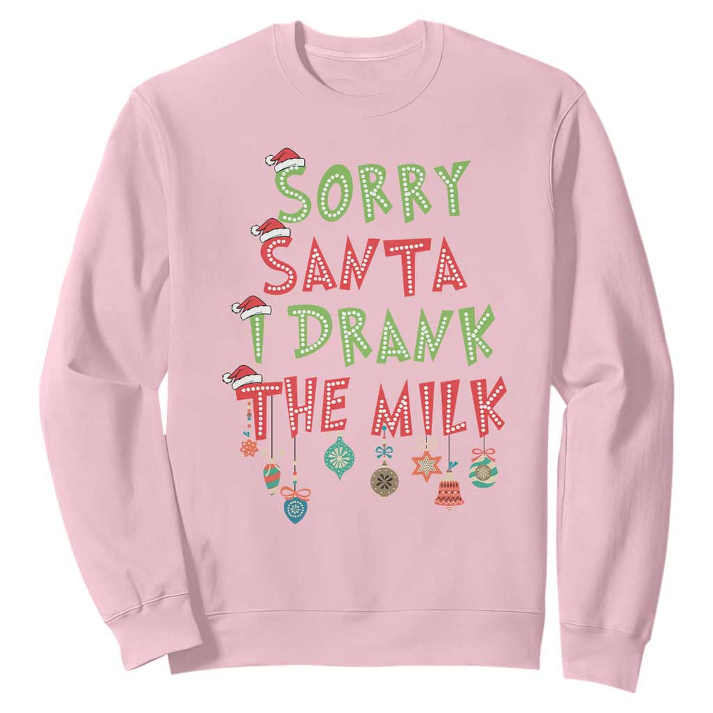 Christmas Baby Sweatshirt Sorry Santa I Drank The Milk TS10 Light Pink Print Your Wear