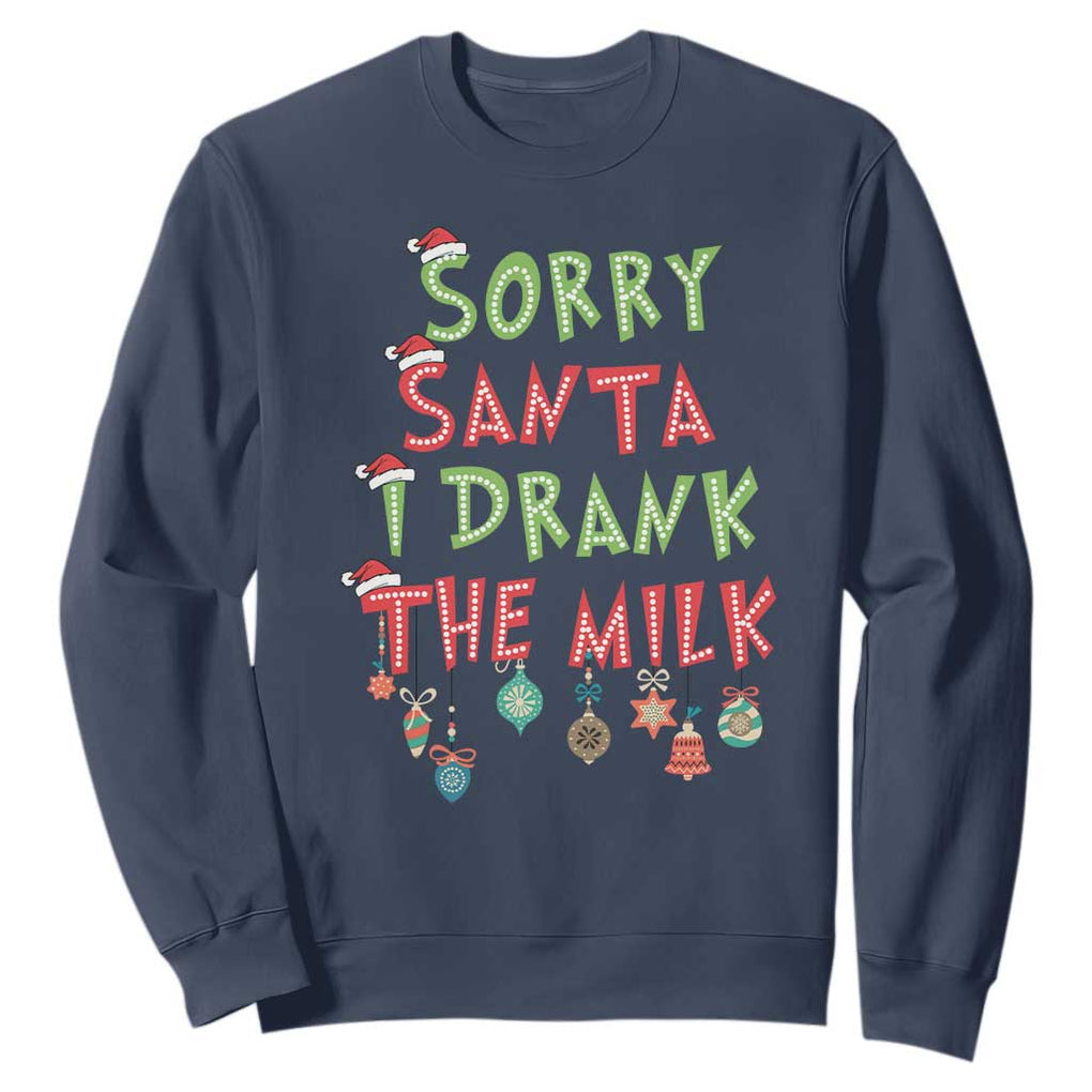 Christmas Baby Sweatshirt Sorry Santa I Drank The Milk TS10 Navy Print Your Wear