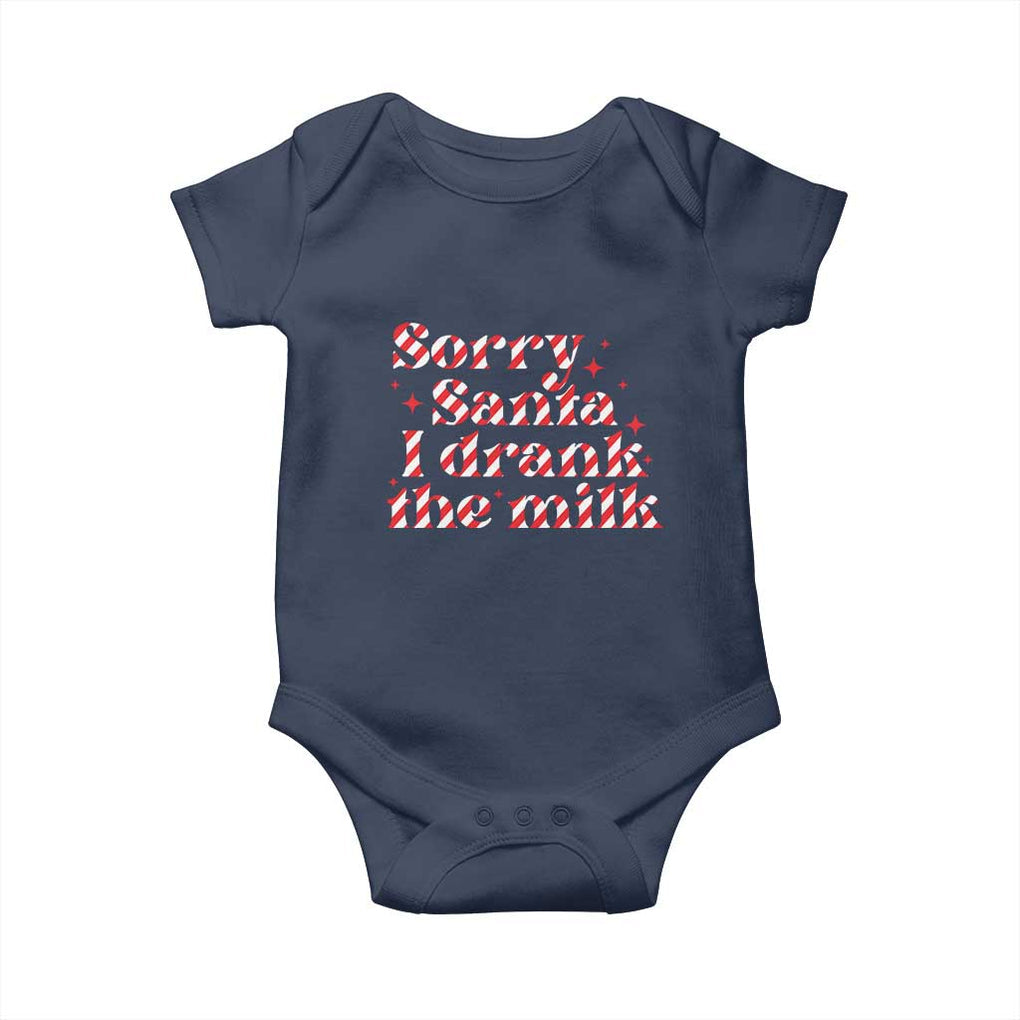 Christmas Baby Baby Onesie Sorry Santa I Drank The Milk Candy Cane TS10 Navy Print Your Wear