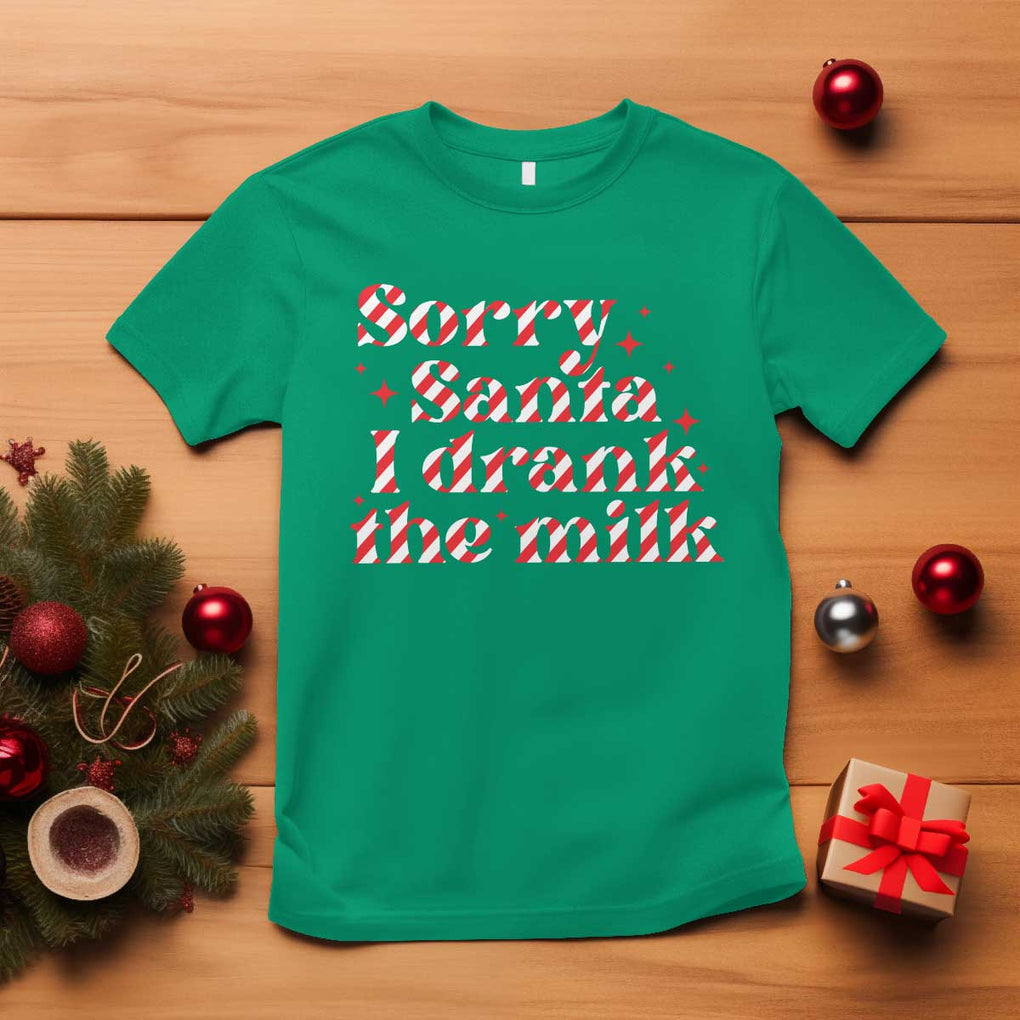Christmas Baby T Shirt Sorry Santa I Drank The Milk Candy Cane TS10 Irish Green Print Your Wear