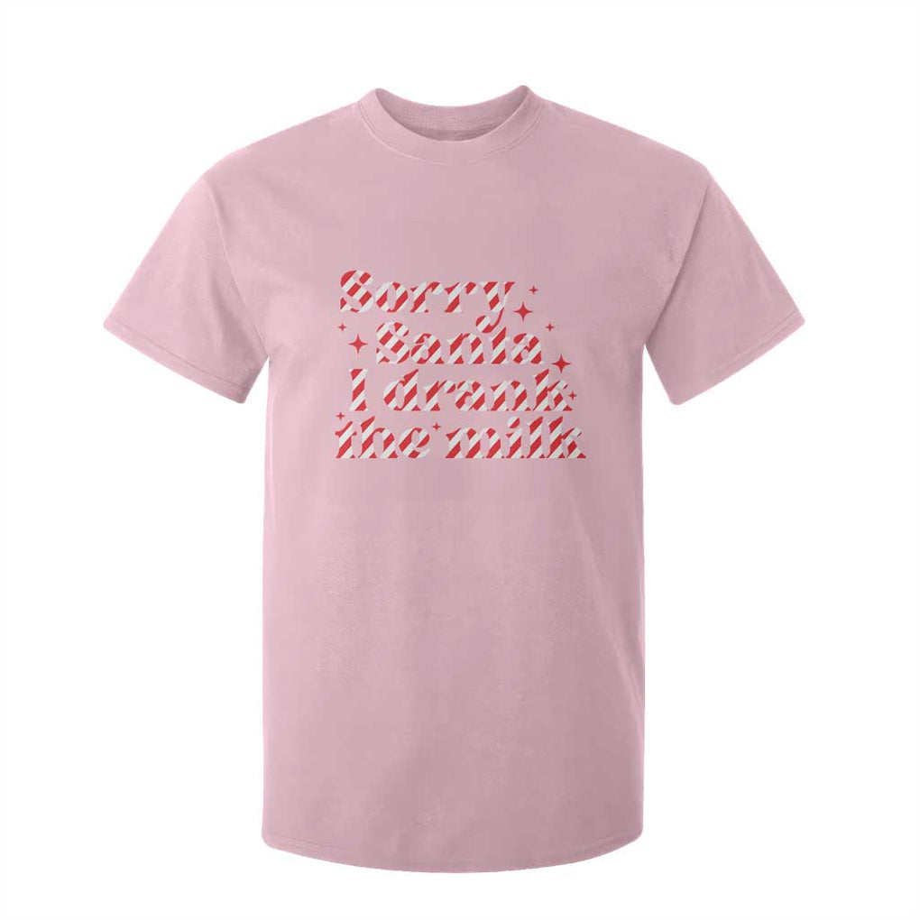 Christmas Baby T Shirt For Kid Sorry Santa I Drank The Milk Candy Cane TS10 Light Pink Print Your Wear