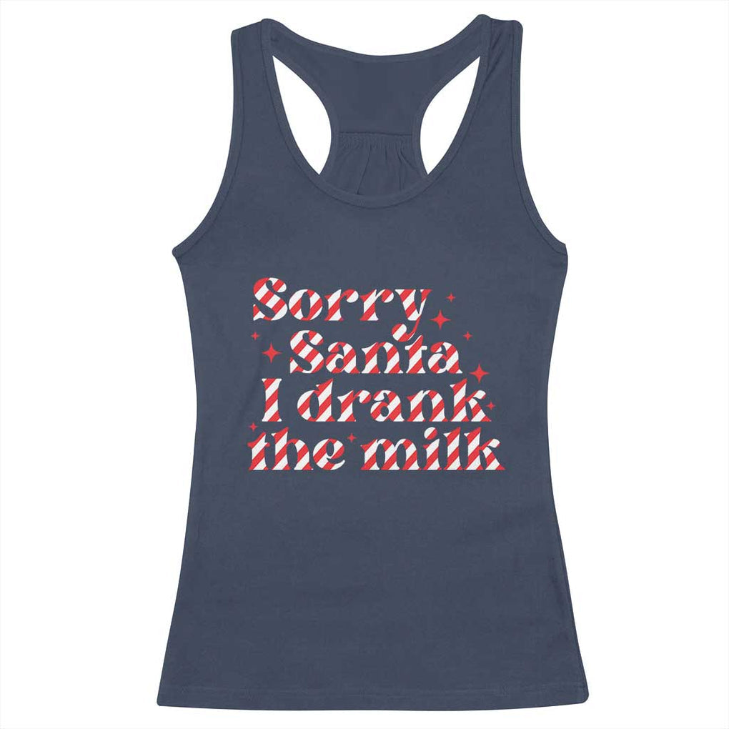 Christmas Baby Racerback Tank Top Sorry Santa I Drank The Milk Candy Cane TS10 Navy Print Your Wear