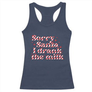 Christmas Baby Racerback Tank Top Sorry Santa I Drank The Milk Candy Cane TS10 Navy Print Your Wear