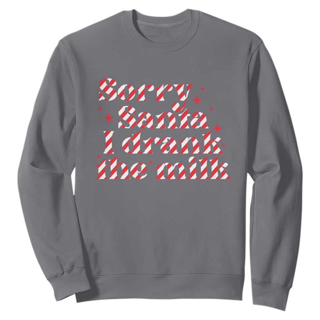 Christmas Baby Sweatshirt Sorry Santa I Drank The Milk Candy Cane TS10 Charcoal Print Your Wear