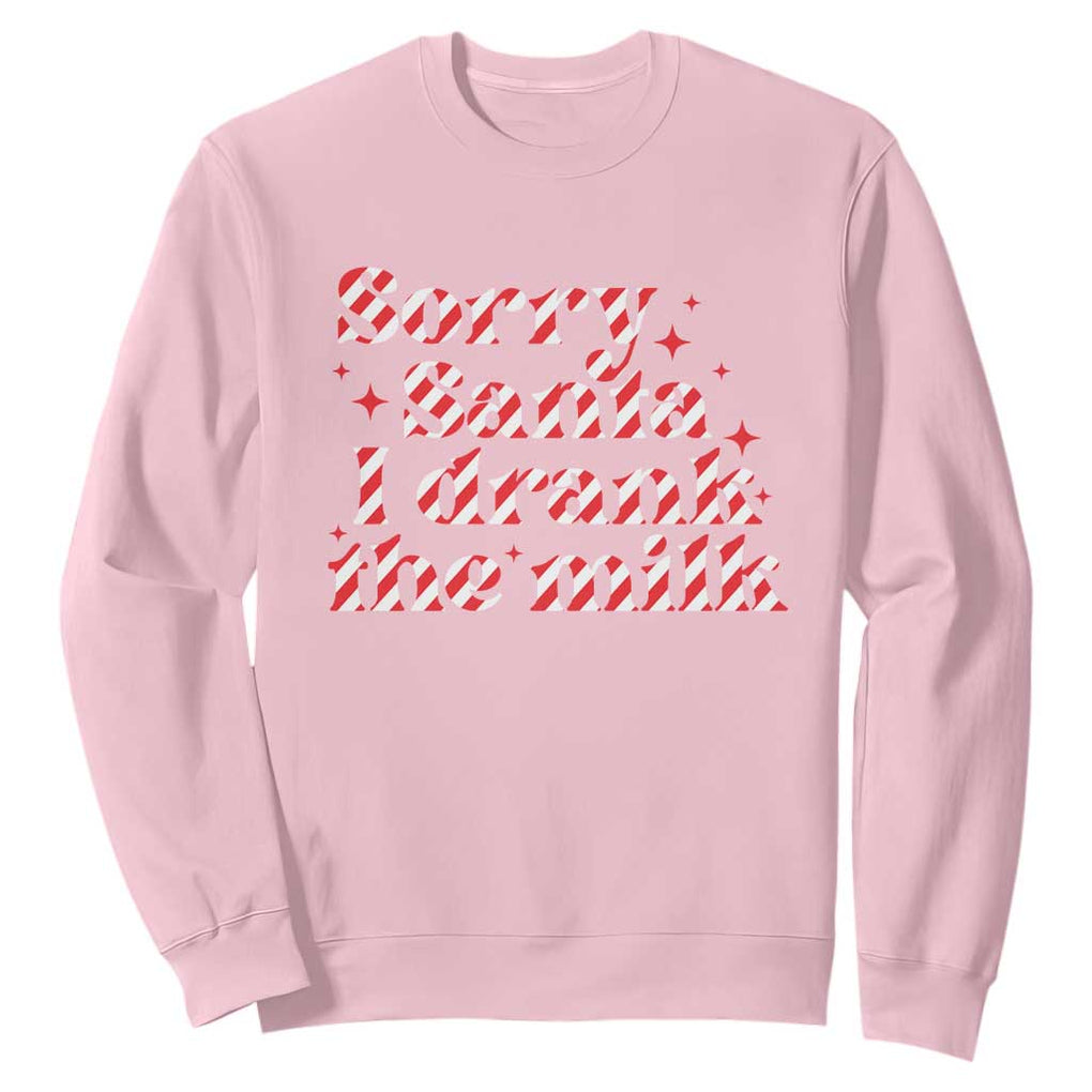 Christmas Baby Sweatshirt Sorry Santa I Drank The Milk Candy Cane TS10 Light Pink Print Your Wear