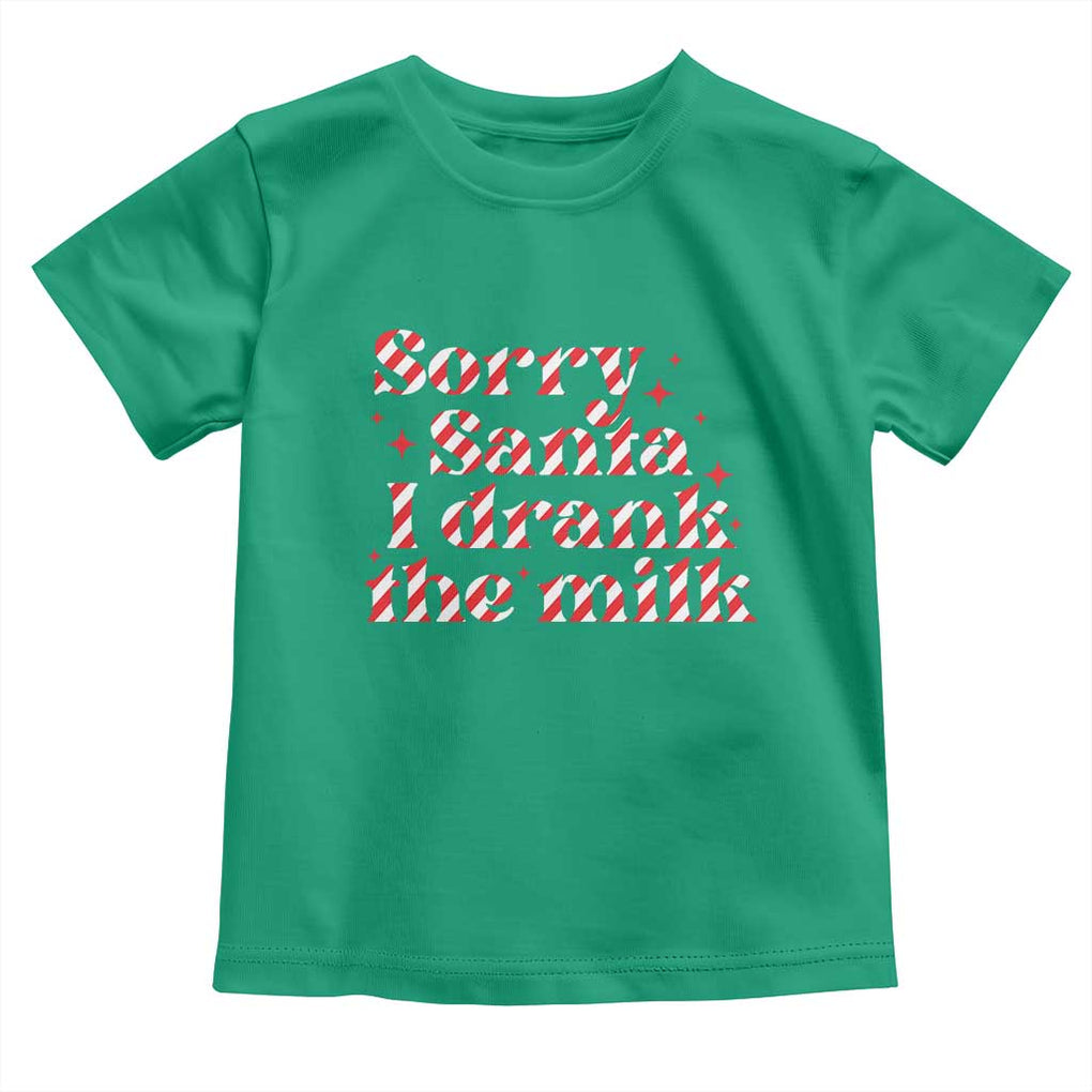 Christmas Baby Toddler T Shirt Sorry Santa I Drank The Milk Candy Cane TS10 Irish Green Print Your Wear