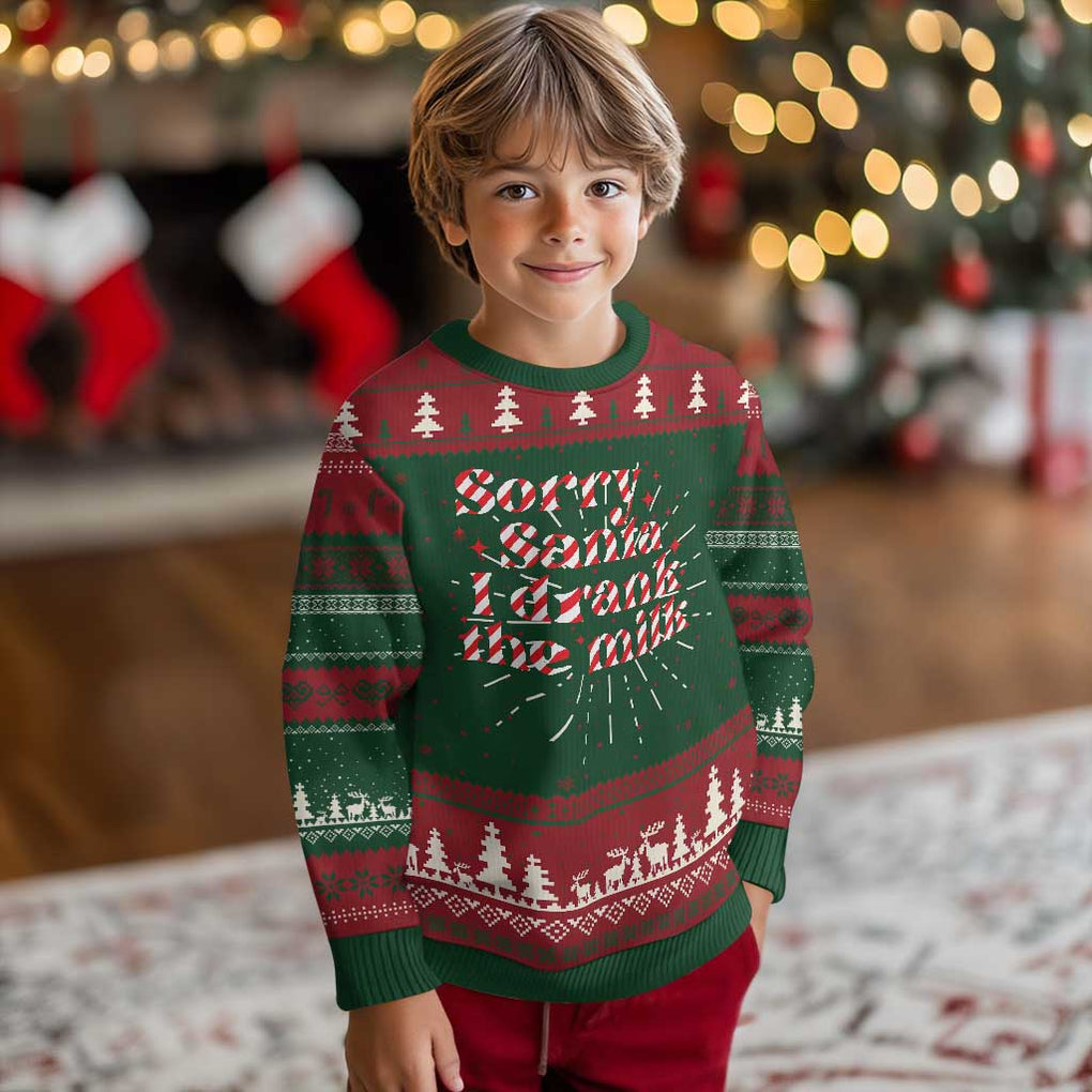 Baby Ugly Christmas Sweater Sorry Santa I Drank The Milk Candy Cane TS10 Christmas Print Your Wear