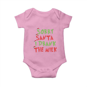 Christmas Baby Baby Onesie Sorry Santa I Drank The Milk Santa Hat TS10 Light Pink Print Your Wear