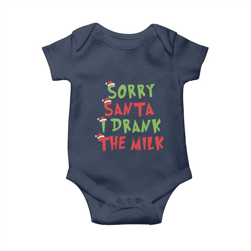 Christmas Baby Baby Onesie Sorry Santa I Drank The Milk Santa Hat TS10 Navy Print Your Wear
