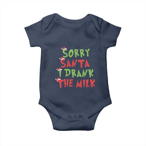 Christmas Baby Baby Onesie Sorry Santa I Drank The Milk Santa Hat TS10 Navy Print Your Wear