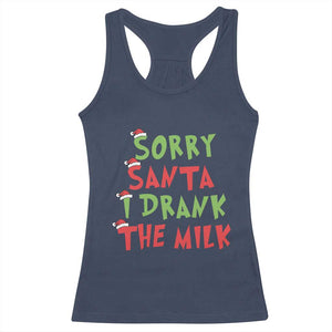 Christmas Baby Racerback Tank Top Sorry Santa I Drank The Milk Santa Hat TS10 Navy Print Your Wear