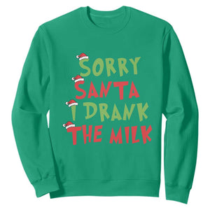 Christmas Baby Sweatshirt Sorry Santa I Drank The Milk Santa Hat TS10 Irish Green Print Your Wear