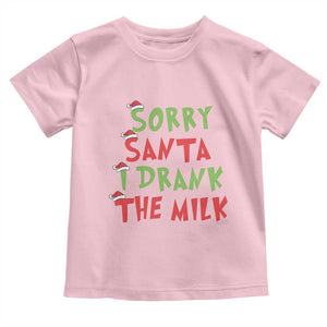 Christmas Baby Toddler T Shirt Sorry Santa I Drank The Milk Santa Hat TS10 Light Pink Print Your Wear