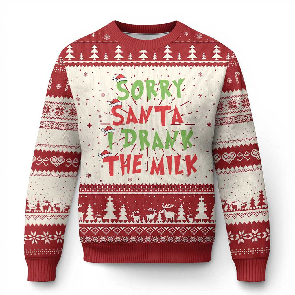 Baby Ugly Christmas Sweater Sorry Santa I Drank The Milk Santa Hat TS10 Red Print Your Wear