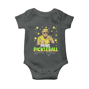 Pickleball Baby Onesie Funny Pickle Ball Lovers TS10 Dark Heather Print Your Wear