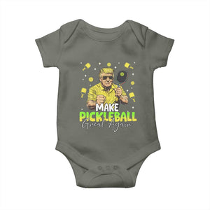 Pickleball Baby Onesie Funny Pickle Ball Lovers TS10 Military Green Print Your Wear