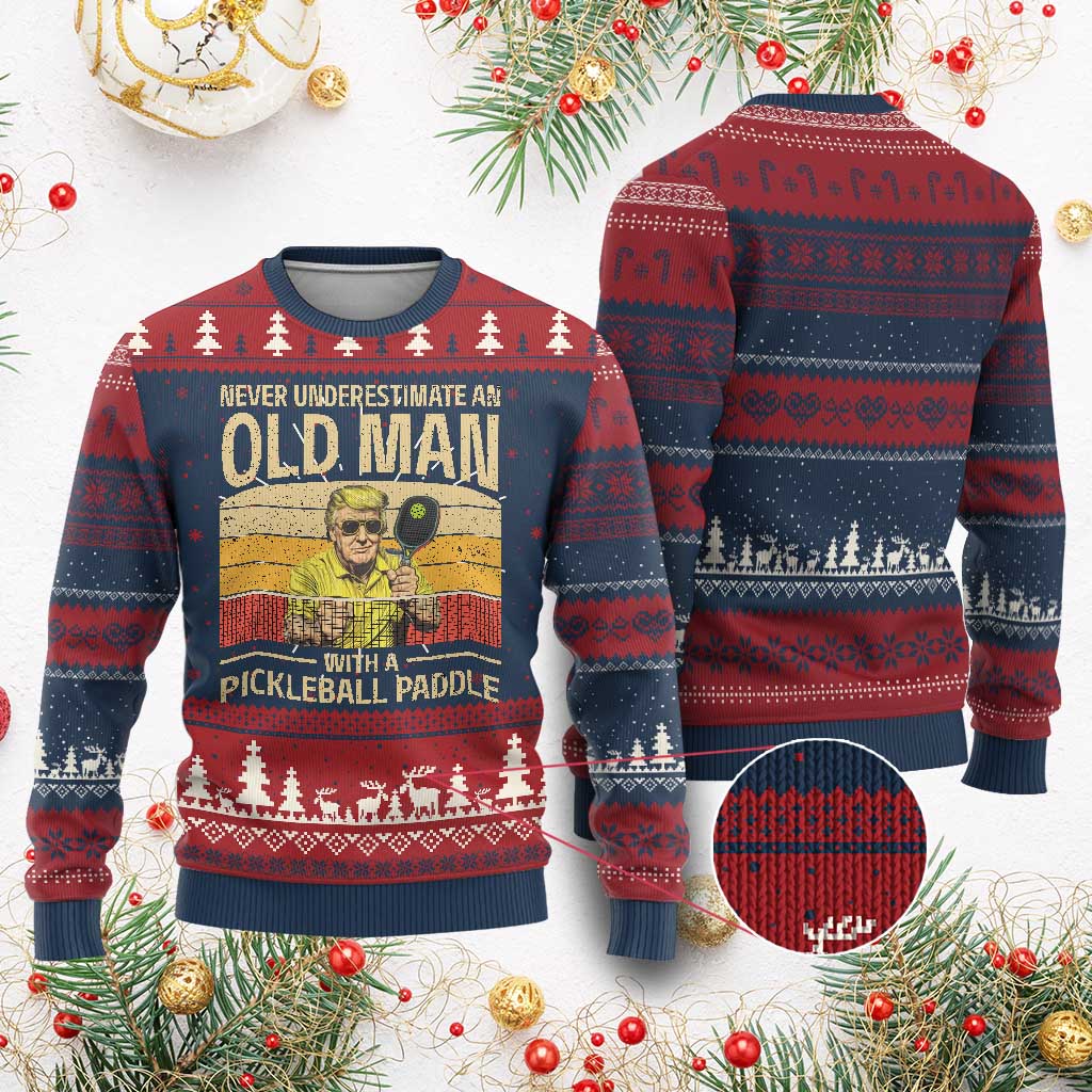 Pickleball Ugly Christmas Sweater Trump Cool Paddle Pickleball Player TS10 Burgundy Print Your Wear