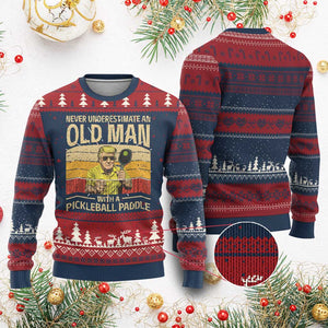 Pickleball Ugly Christmas Sweater Trump Cool Paddle Pickleball Player TS10 Burgundy Print Your Wear
