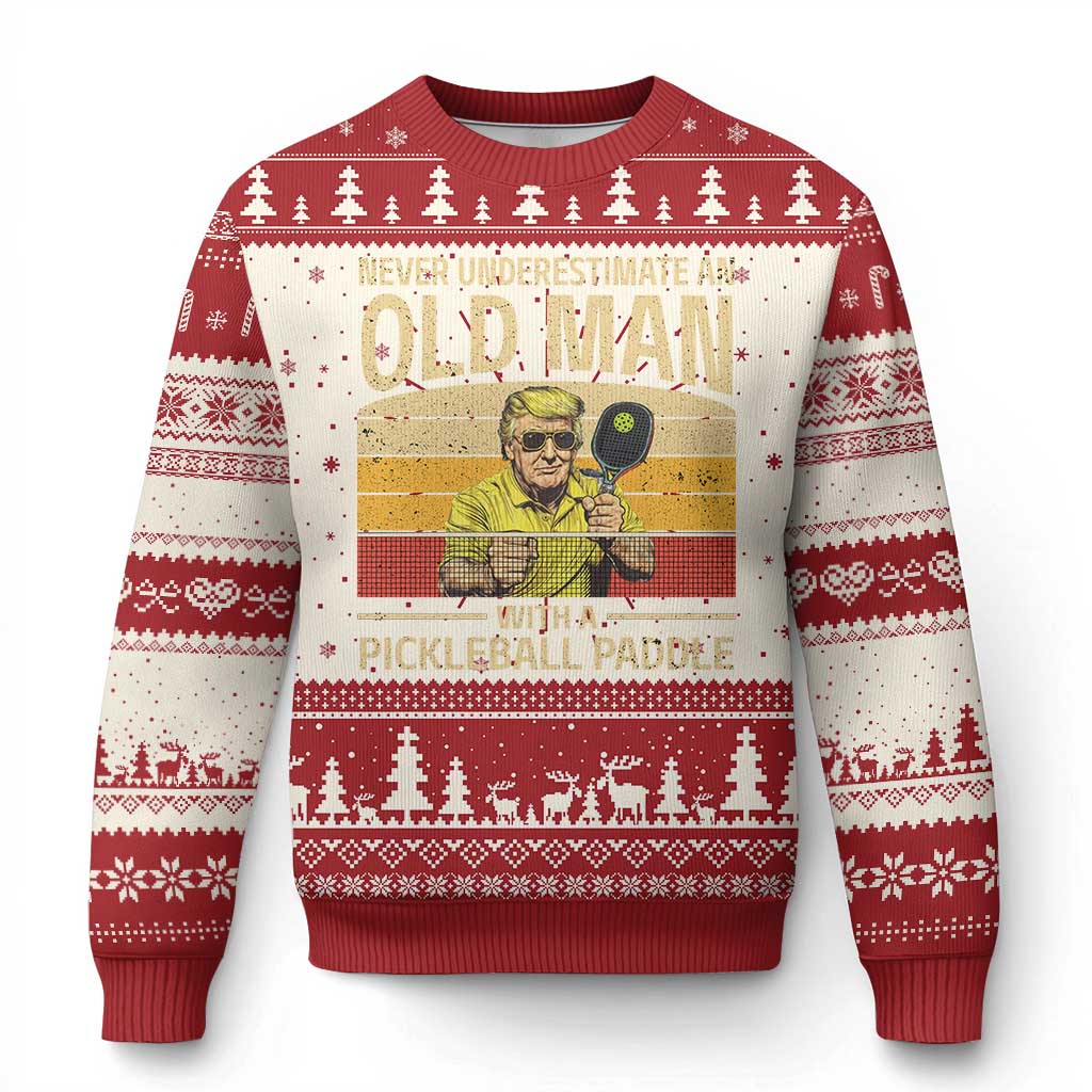 Pickleball Ugly Christmas Sweater Trump Cool Paddle Pickleball Player TS10 Red Print Your Wear