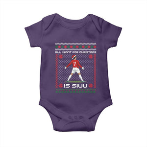 All I Want For Christmas Is Siuu Baby Onesie Funny Ugly Xmas Sport Fans TS10 Purple Print Your Wear