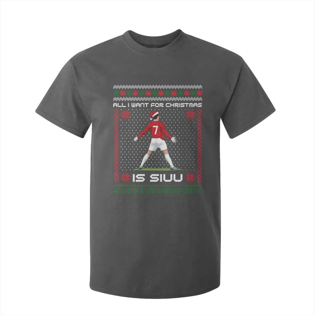 All I Want For Christmas Is Siuu T Shirt For Kid Funny Ugly Xmas Sport Fans TS10 Dark Heather Print Your Wear