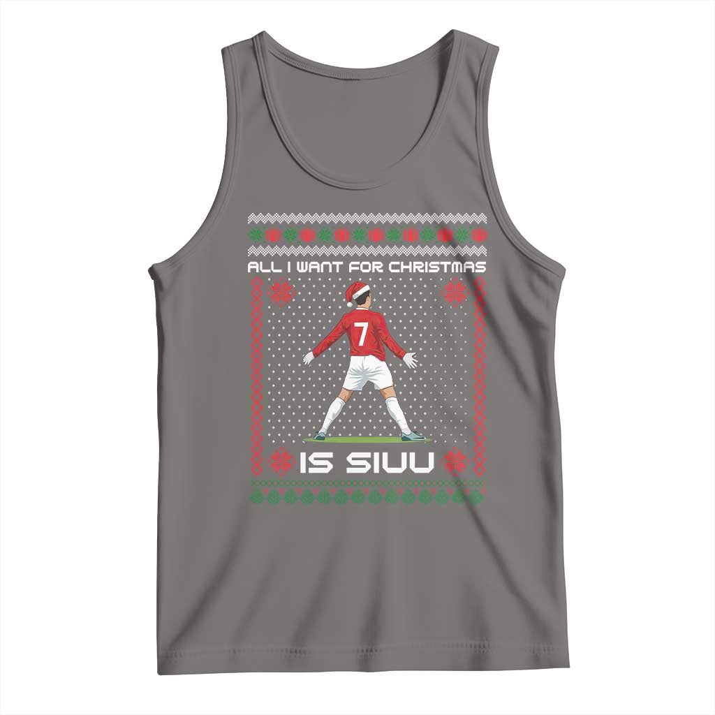 All I Want For Christmas Is Siuu Tank Top Funny Ugly Xmas Sport Fans TS10 Deep Heather Print Your Wear