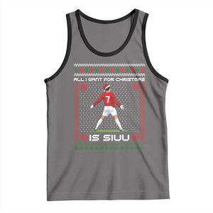 All I Want For Christmas Is Siuu Tank Top Funny Ugly Xmas Sport Fans TS10 Deep Heather Black Print Your Wear