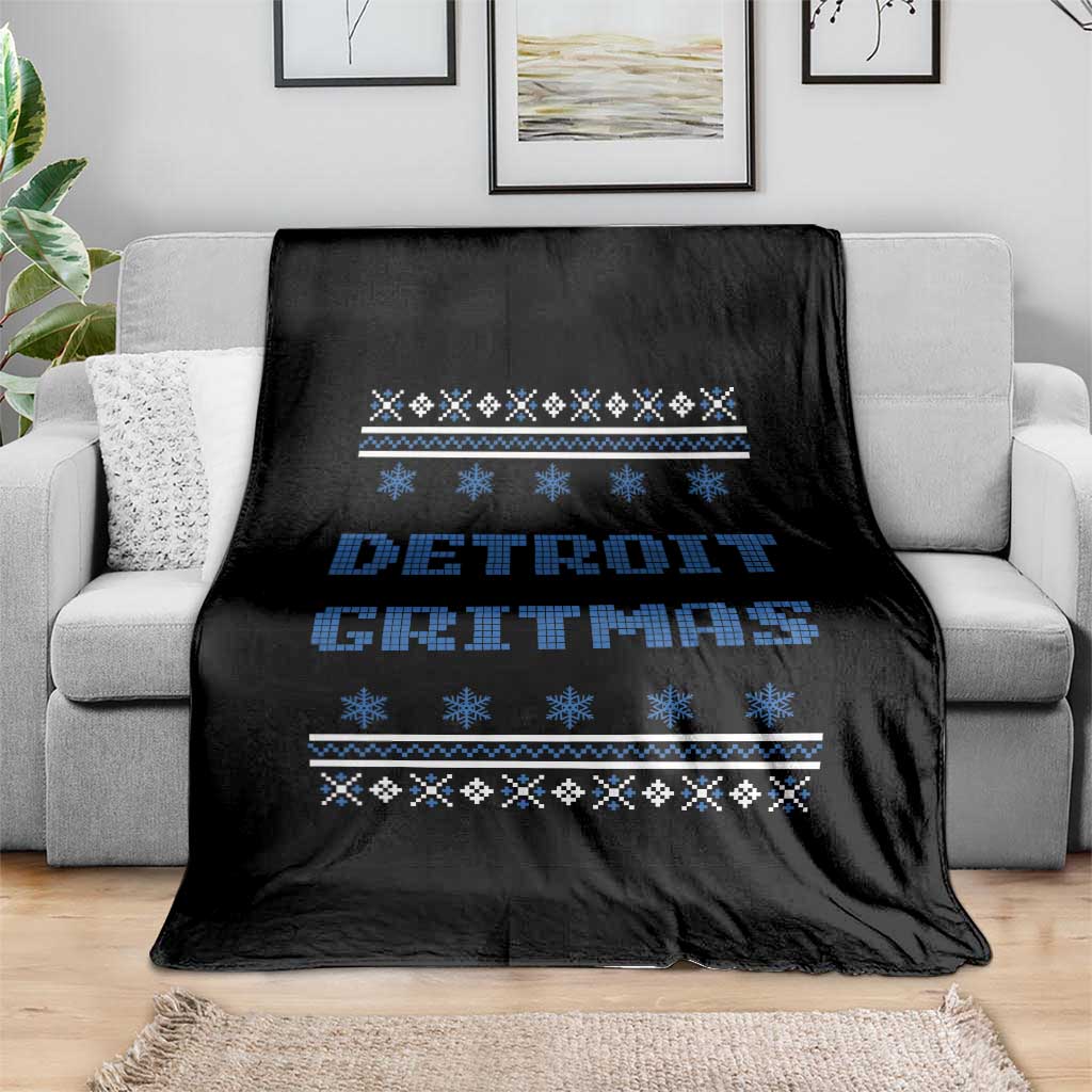 Detroit Ugly Christmas Throw Blanket Michigan 313 City TS10 Print Your Wear