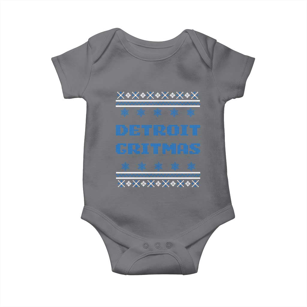 Detroit Ugly Christmas Baby Onesie Michigan 313 City TS10 Charcoal Print Your Wear