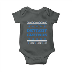 Detroit Ugly Christmas Baby Onesie Michigan 313 City TS10 Dark Heather Print Your Wear