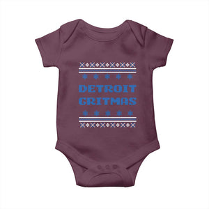Detroit Ugly Christmas Baby Onesie Michigan 313 City TS10 Maroon Print Your Wear