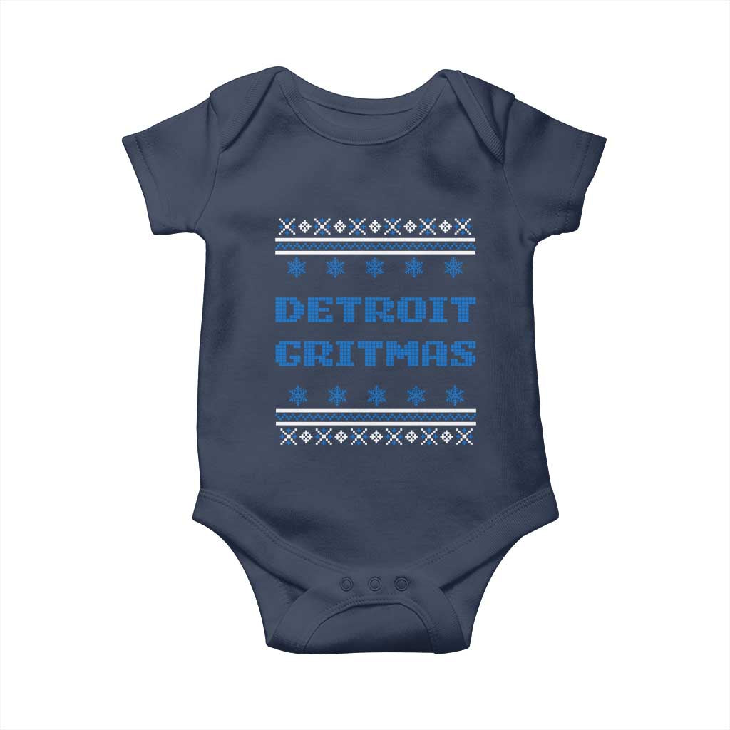 Detroit Ugly Christmas Baby Onesie Michigan 313 City TS10 Navy Print Your Wear
