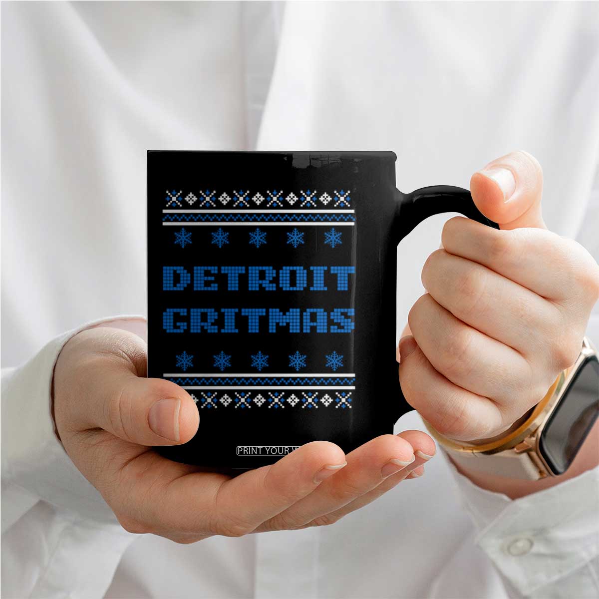 Detroit Ugly Christmas Coffee Mug Michigan 313 City TS10 Print Your Wear