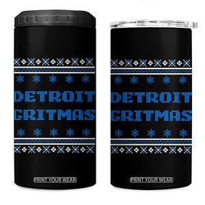 Detroit Ugly Christmas 4 in 1 Can Cooler Tumbler Michigan 313 City TS10 One Size: 16 oz Black Print Your Wear