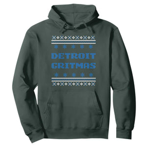 Detroit Ugly Christmas Hoodie Michigan 313 City TS10 Dark Forest Green Print Your Wear