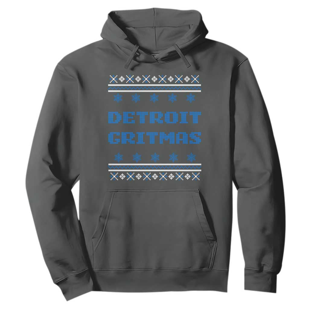 Detroit Ugly Christmas Hoodie Michigan 313 City TS10 Dark Heather Print Your Wear