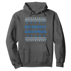 Detroit Ugly Christmas Hoodie Michigan 313 City TS10 Dark Heather Print Your Wear