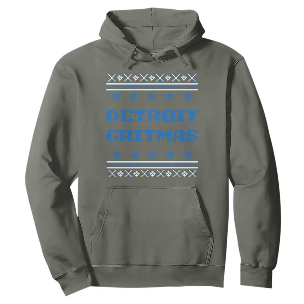 Detroit Ugly Christmas Hoodie Michigan 313 City TS10 Military Green Print Your Wear