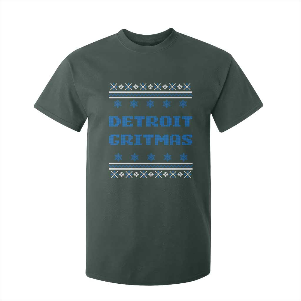 Detroit Ugly Christmas T Shirt For Kid Michigan 313 City TS10 Dark Forest Green Print Your Wear