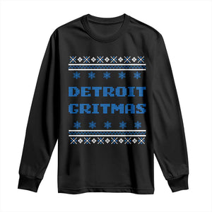 Detroit Ugly Christmas Long Sleeve Shirt Michigan 313 City TS10 Black Print Your Wear