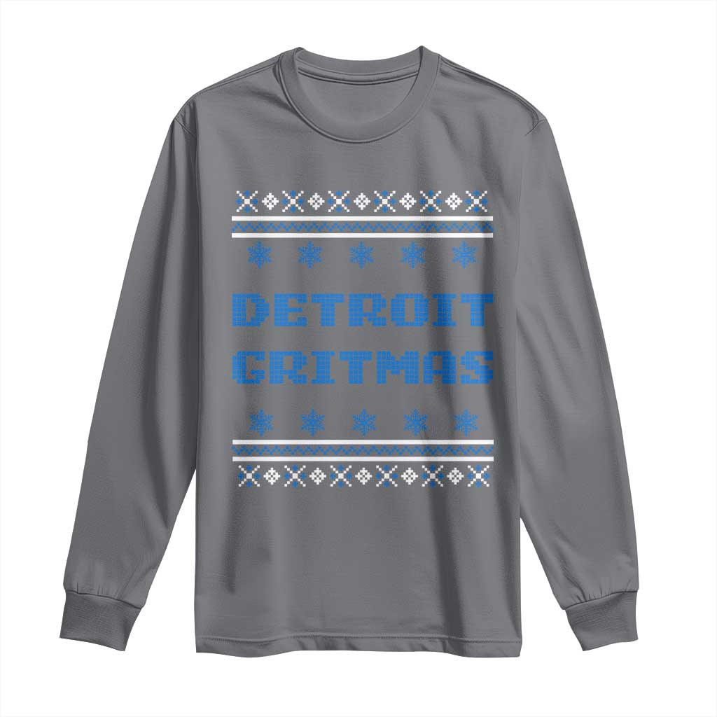 Detroit Ugly Christmas Long Sleeve Shirt Michigan 313 City TS10 Charcoal Print Your Wear
