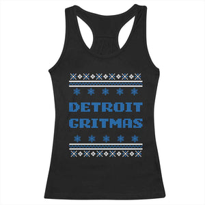 Detroit Ugly Christmas Racerback Tank Top Michigan 313 City TS10 Black Print Your Wear
