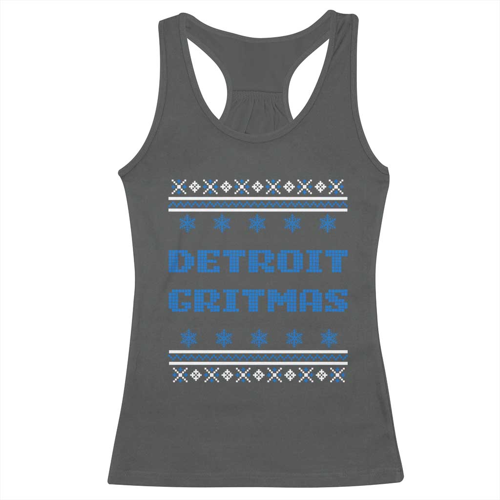 Detroit Ugly Christmas Racerback Tank Top Michigan 313 City TS10 Dark Heather Print Your Wear