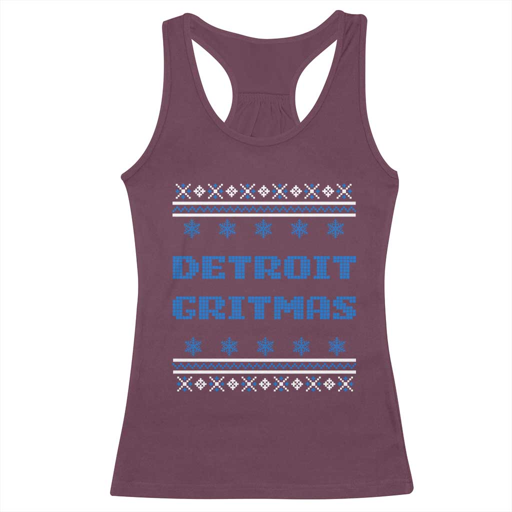 Detroit Ugly Christmas Racerback Tank Top Michigan 313 City TS10 Maroon Print Your Wear