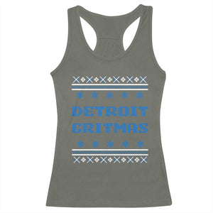 Detroit Ugly Christmas Racerback Tank Top Michigan 313 City TS10 Military Green Print Your Wear