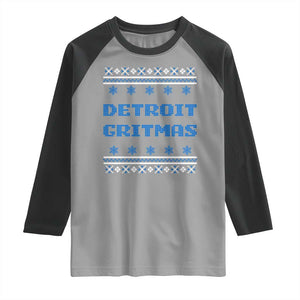 Detroit Ugly Christmas Raglan Shirt Michigan 313 City TS10 Sport Gray Black Print Your Wear