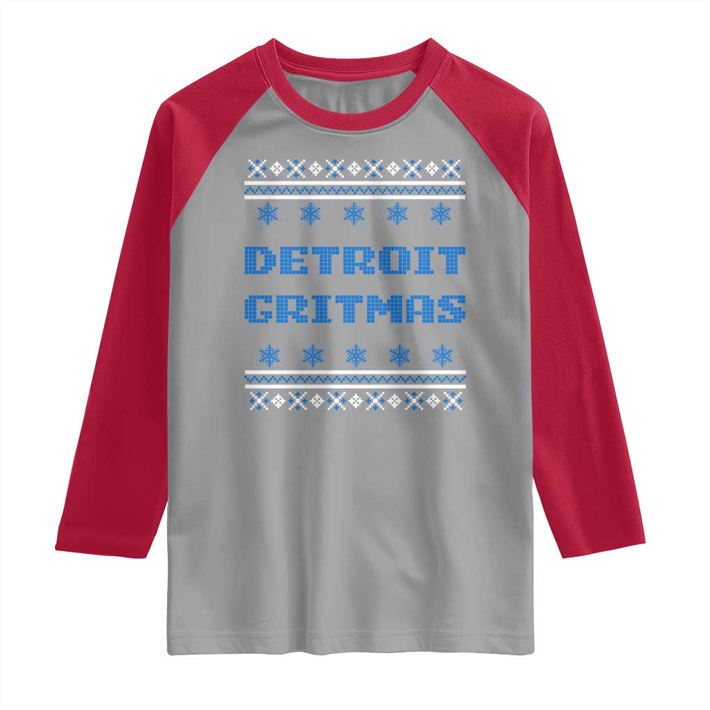 Detroit Ugly Christmas Raglan Shirt Michigan 313 City TS10 Sport Gray Red Print Your Wear