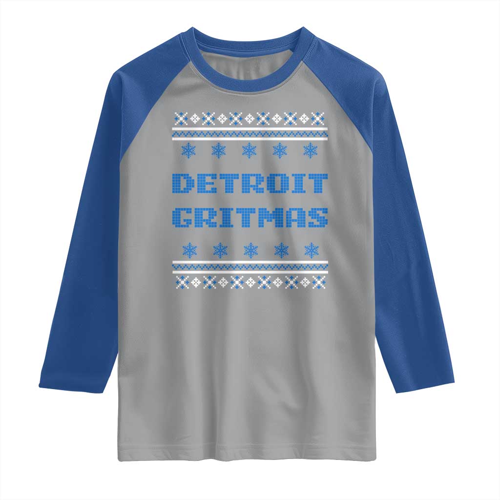 Detroit Ugly Christmas Raglan Shirt Michigan 313 City TS10 Sport Gray Royal Print Your Wear