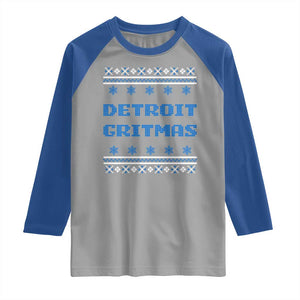 Detroit Ugly Christmas Raglan Shirt Michigan 313 City TS10 Sport Gray Royal Print Your Wear