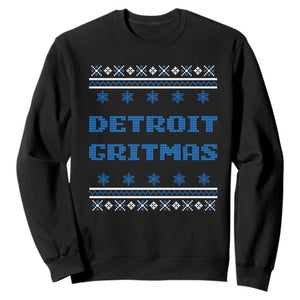 Detroit Ugly Christmas Sweatshirt Michigan 313 City TS10 Black Print Your Wear